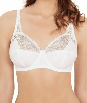 Charnos Superfit Bra White Size 32F Underwired Full Cup Coverage Lace 131 • £19.89