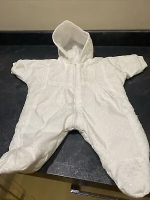 Newborn Cuddles White Baby Snowsuit Suit / Pram Suit • £3.99