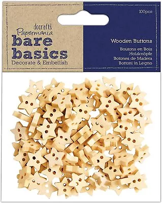£3.49 • Buy Bare Basics Wooden STAR SHAPED BUTTONS For Crafting, Scrapbooking, Star Shapes