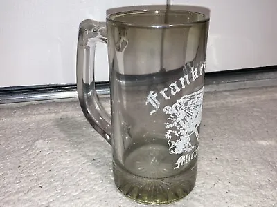 Vtg 1980's FRANKENMUTH MICHIGAN Embossed Etched Clear Glass Beer Mug Souvenir • $13.49