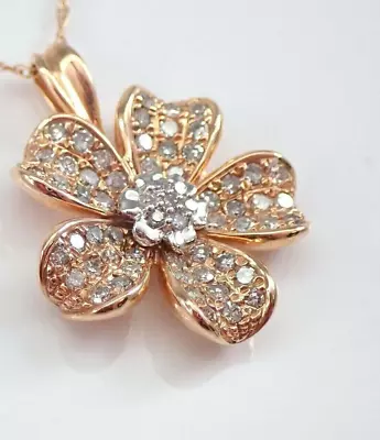 2.50Ct Round Cut Real Moissanite Flower Pendant Free Chain 14K Rose Gold Plated • $131.33