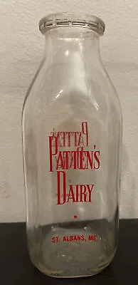 Vintage PATTEN'S DAIRY Quart Pyro Milk Bottle ST Albans ME • $9.99