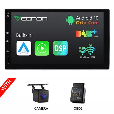 CAM+OBD2+Double 2Din 7  IPS Android 10 Auto Car Stereo GPS Touch Screen Wifi DSP • $185.36