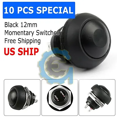 Black 10 Pcs M4 12mm Waterproof Momentary ON/OFF Push Button Round SPST Switch • $9.95