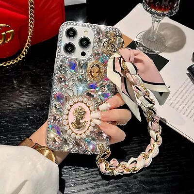 $21.99 • Buy For IPhone 15 Pro Max 14 13 12 11 X 3D Bling Sparkle Crown Diamond Bracelet Case