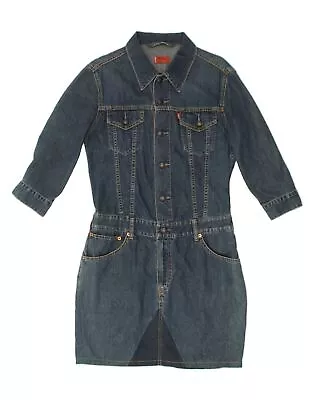 LEVI'S Womens Denim Shift Dress UK 12 Medium Blue AY24 • £26.51