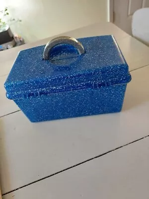 $12 • Buy VINTAGE CABOODLES 80s 5620 Metallics MAKEUP STORAGE CARRYING CASE Blue Sparkle
