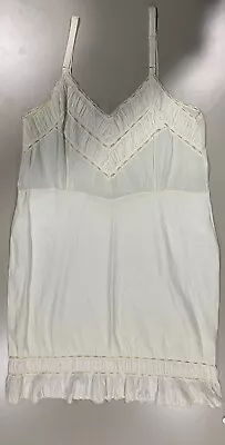 Vintage 1960's Ladies' White Strap Cotton Slip Mesh Lace Quilted Bands Gypsy • $9.99