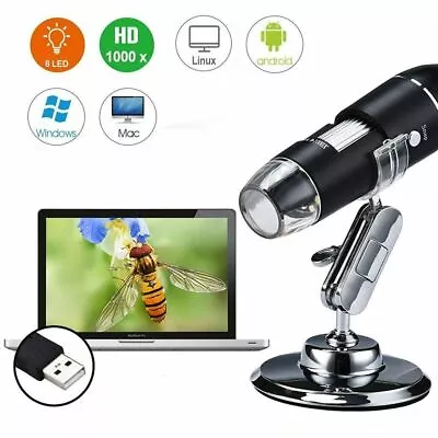 50X-1000X 8 LED Digital Microscope Camera Handheld USB Magnification Endoscope • $15.26