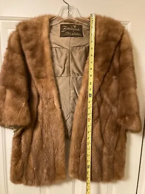 Vintage Bambergers Fur Salon Mink Fur Stole Wrap Cape With Pockets And Collar • $65
