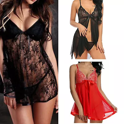 Women Ladies Sexy Valentine Lingerie Lace Babydoll Underwear Sleepwear Nightwear • £4.81