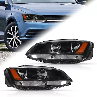 Headlights Black Housing RH LH Fit For 2011-2018 Volkswagen VW Jetta • $96.90