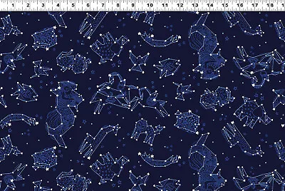 CELESTIAL MAGIC Zodiak Light Navy Quilt Fabric Laurel Burch Sold By 1/2 Yd  • $5