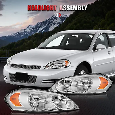 Headlights Assembly For 2006-2013 Chevy Impala Chrome Headlamps Front Left+Right • $61.39