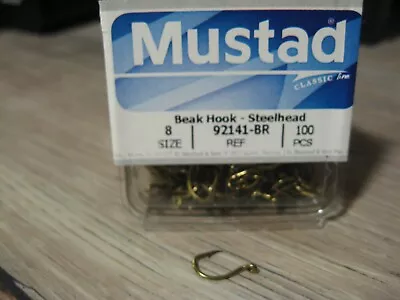 100 Mustad Beak Steelhead Fish Hooks 92141-BR Size 8 Bronze Salmon Egg Sack • $16.77