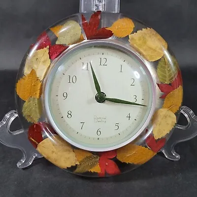 Vintage Pastoral Dwelling Autumn Leaves Lucite Wall Clock Battery Operated 8  • $29.97