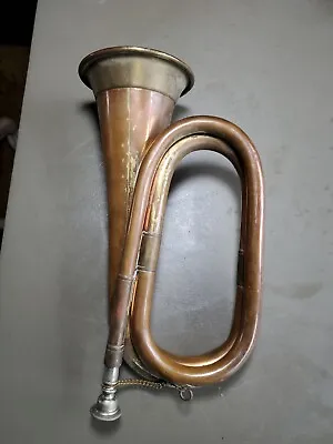 Bugle Military Vintage Cavalry Horn War Era Copper And Brass Mouthpiece & Chain • $55