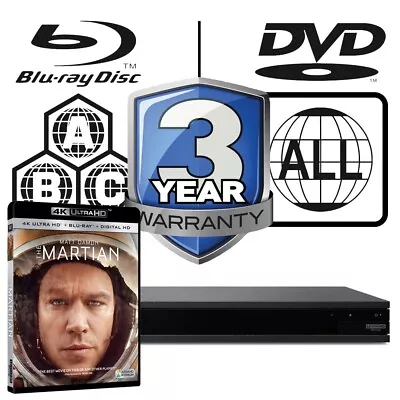 Sony Blu-ray Player UBP-X800 All Zone Code Free MultiRegion 4K & The Martian UHD • $496.79