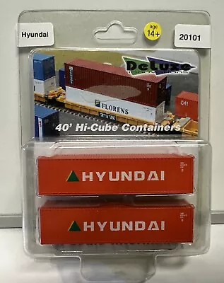 Deluxe Innovations N Scale Hyundai 40' Hi-Cube Containers 2-Pack #20101 • $12.99