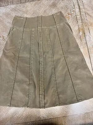 J. Jill Brown Corduroy Gore Skirt Back Zipper Sz10 Petite Waist 34” Length 27” • $28