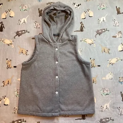 Zaful Hooded Vest Women’s M Heather Grey Button Front Sleevelss Sweatshirt • £9.06