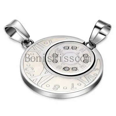 His And Hers Matching Roman Numeral Round Compass Couple Pendant Necklaces 2pcs • $9.99