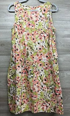 J Jill Love Linen Floral Print Sleeveless Shift Dress Size Medium • $20