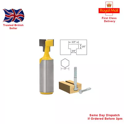 1/2  Shank T-Slot Cutter Router Bit 1/2  (12.7mm). Tungsten Cobalt Alloy Blades • £4.99