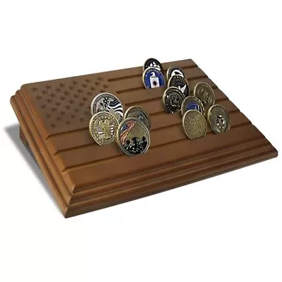 ASmilelndeep Military Challenge Coin Display Case Holder Holds 33 Coins Walnut • $43.84
