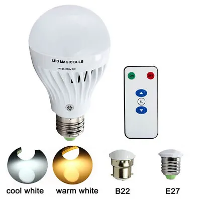 7W B22/E27 White LED Rechargeable Emergency Bulb Light Flashlight 85-265V • $24.04