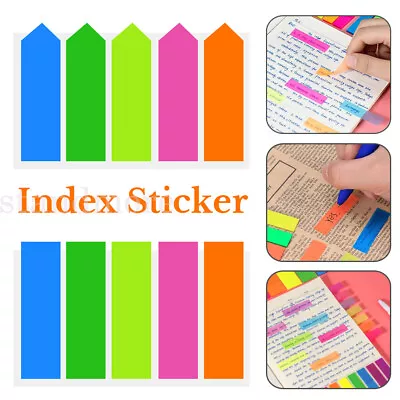 Up 500x Sticky Notes Bookmaker Page Maker Tabs Index Stickers Memo Pad Coloured • £4.66