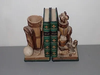 Golfing Golf Club Set Bookends Excellent Condition • $23