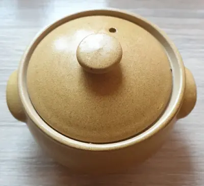 Vintage Denby Ode Mustard Colour  Small Round Casserole Dish With Lid Stoneware • £10