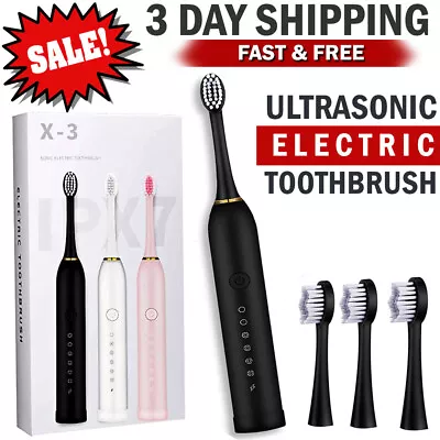 Sonic Electric Toothbrush Rechargeable Oral Whitening Teeth With 4 Brush Heads • $8.99