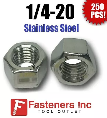 (Qty 250) 1/4-20 Stainless Steel Finished Hex Nuts 304 / 18-8 1/4 -20 • $23.14