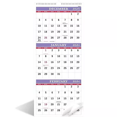 2024 Wall Calendar - 3 Month Wall Calendar Display (Folded In A Month) Jan.2... • $20.76