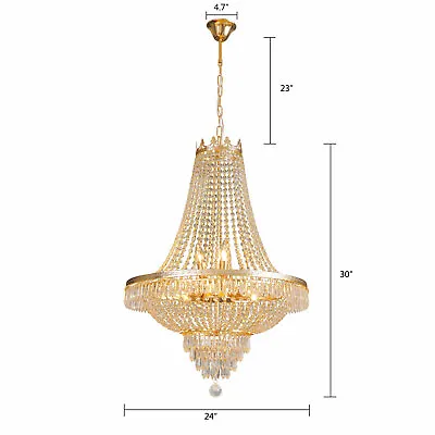 Vintage French Empire Chandelier Luxury Large Foyer Crystal Ceiling Light Height • $162.90