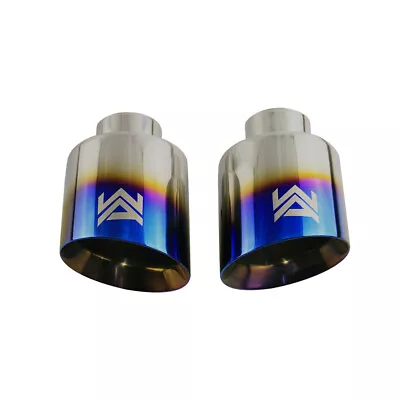 2Pcs Blue Universal 3'' Inlet 5'' Outlet Exhaust End Tips Muffler Tips New WA • $91.19