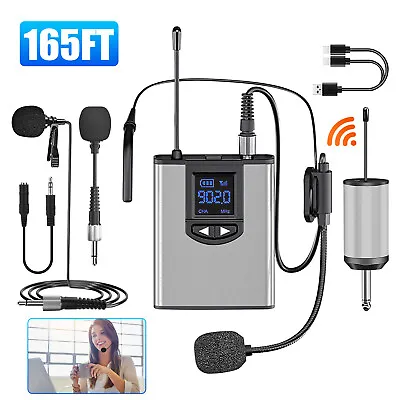 UHF Wireless Lavalier Microphone Headset Lapel Mic Bodypack Transmitter Receiver • $33.98