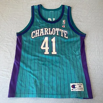 $45 • Buy Glen Rice Champion Jersey Charlotte Hornets  41 Pinstripes Rare Vintage M