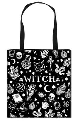 £10.99 • Buy Witch Magical Symbols Tote Bag Shopper  🇬🇧 Gothic Wicca Pagan Emo 