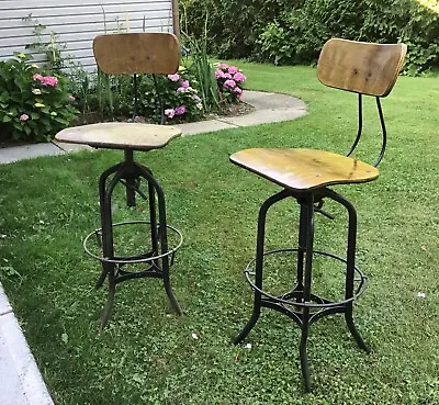 Rare 1940’s Vintage UHL STEEL Toledo Metal Bar DRAFTING Chair Stool ADJUSTABLE • $499