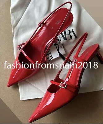 Zara New Woman Slingback Shoes With Strap Red 35-42 1206/310 • $59.88