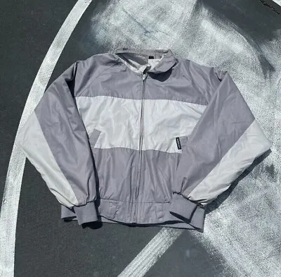 Vintage Members Only Windbreaker Jacket Color Block Gray Full Zip 90s • $34.99