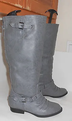 NEW  Gray 1 Block Heel Combat Sexy Knee Boot  Women Size 5 • $12.99