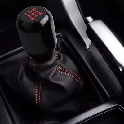 $17.98 • Buy Red Stitch Leather Manual Shift Boot+R-T Black 5-Speed Shifter Knob For Honda