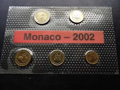 Monaco 2002 Coin Set  10 Cents 2 Euro 380 Euro 5 Coins • $69.95