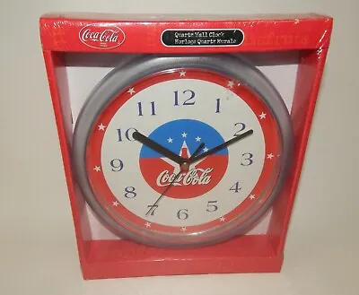 Coca Cola Coke Quartz Wall Clock - Patriotic Red White Blue - MIB • $18.99