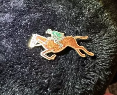 Brown Horse Racing Pin Brooch 1.5” Jockey • £6.64