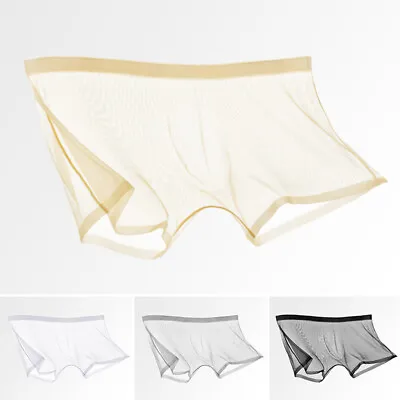 £4.31 • Buy Sexy Men's See-through Boxer Briefs Panties Sheer Mesh Pouch Underwear Lingerie